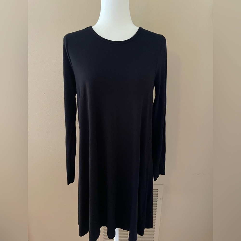 MADEWELL Black T-Shirt Dress Long Sleeve Chic Casual Women's Sz Medium Comfy